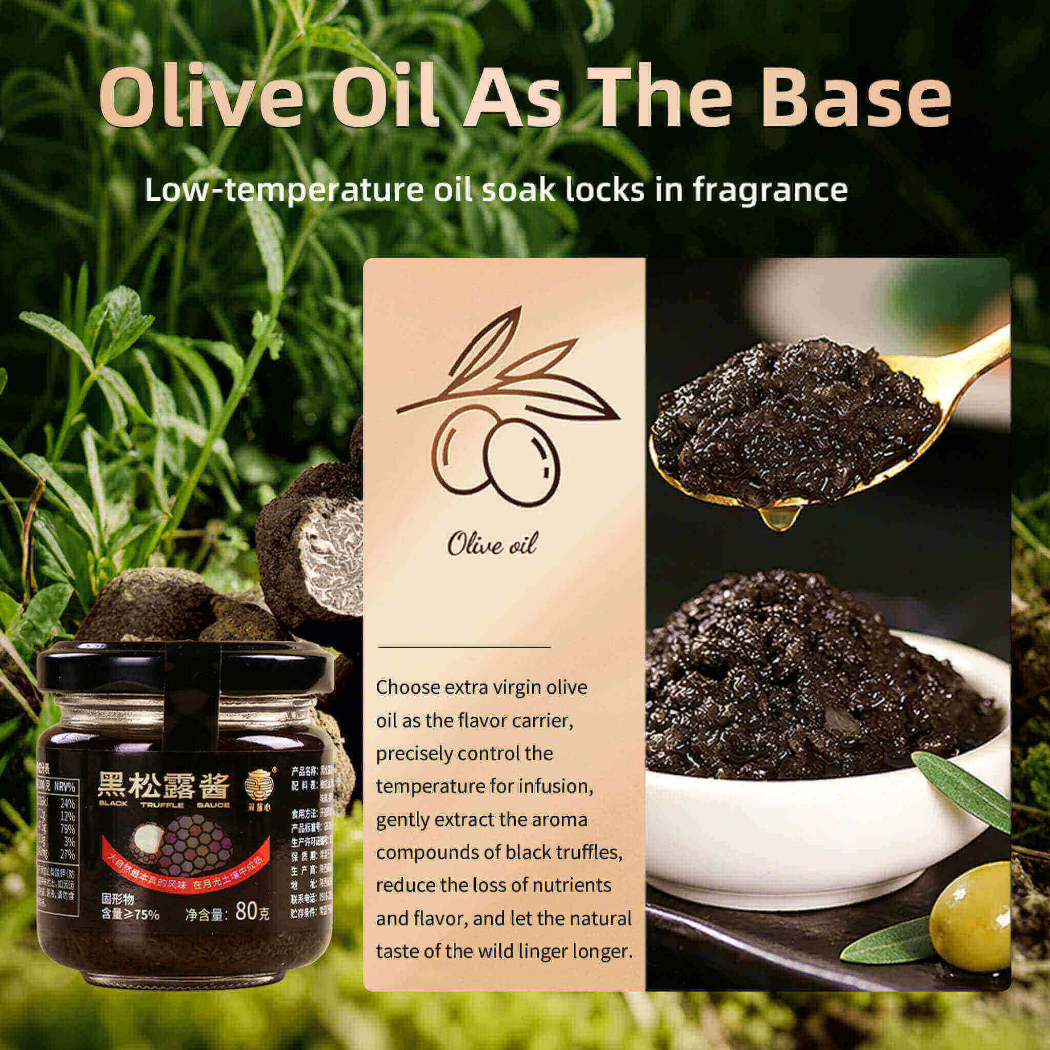 YeeFoods black truffle sauce made with an extra virgin olive oil base